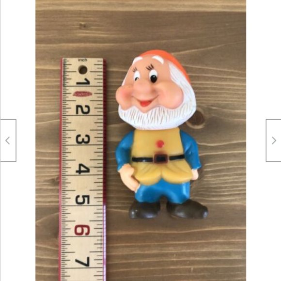 Vtg 5" HAPPY Dwarf Seven Dwarves Walt Disney Squeaky Soft Vinyl Toy Hong Kong - Picture 3 of 9